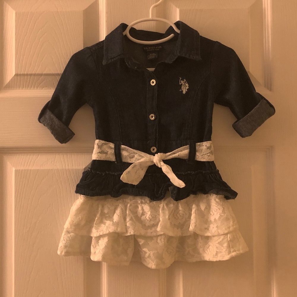 Denim & White Lace Dress